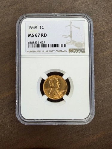 1939 NGC MS67 RD Red - Lincoln Wheat Penny Cent 1c US Coin