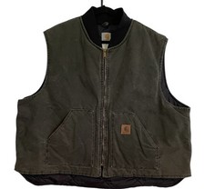 Vintage Carhartt V02 MOS Quilted Vest Duck Canvas Mens Size 4XL USA Quilt Lined