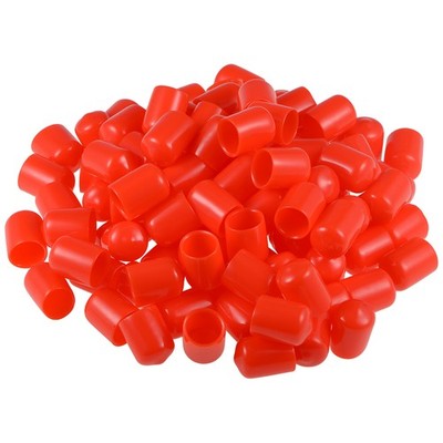 Screw Thread Protectors, 1/2'' ID 22mm Length Round End Cap Cover Red 100pcs