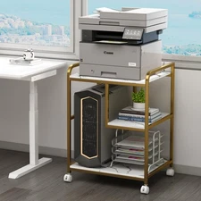 Large Printer Table Stand with Shelf for Computer Tower, CPU and Shredder, 22...