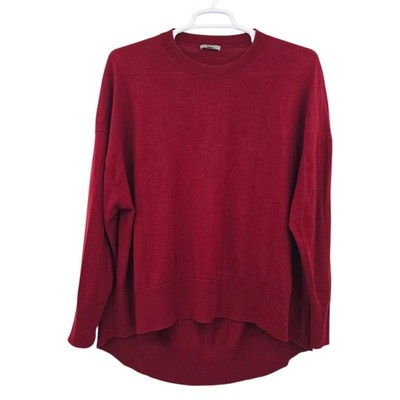 COS Women's 100% Fine-Knit Wool Drape Oversized Sweater Red Medium