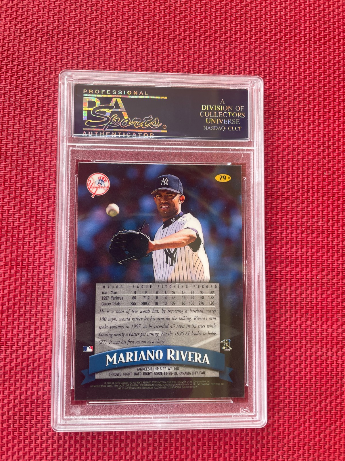 1998 Topps Finest Chrome Refractor Mariano Rivera PSA 9 view 7