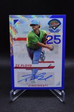 Ty Floyd Auto /75 2025 Panini Prospect Edition Blue Wave Prizm Cincinattie Reds