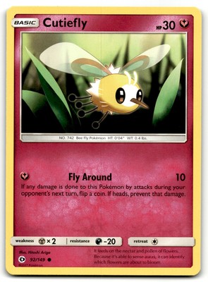 2017 Sun & Moon Pokemon TCG Card Cutiefly #92