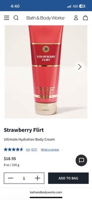 Bath & Body Works Strawberry Flirt Body Mist and body cream for Women, 8 fl oz 
