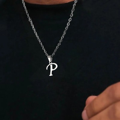 Stainless Steel Alphabet Initial Letter Necklace AZ Pendant Women Jewelry