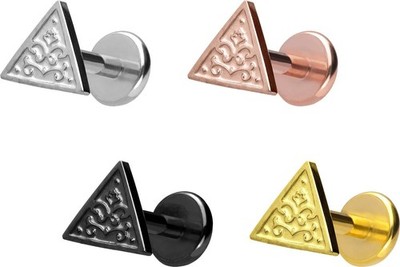 PIERCINGLINE  Piercing Stecker Titan Labret mit Push Fit DREIECK