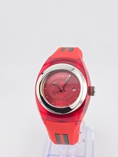 Gucci Sync L YA137303 Women's Rubber Strap Red Dial Watch