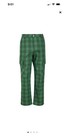 Plaid Cargo Pants Green Black Men's Casual Straight Leg Flat Front — photo 1