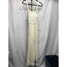 American Eagle Outfitters Cream Crochet Maxi Dress Tiered Boho Festival Size XL