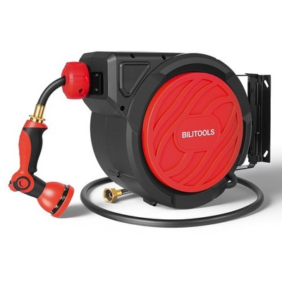 Retractable Garden Hose Reel 1/2 in x 50 ft, Wall Mounted Water Hose Reel wit...