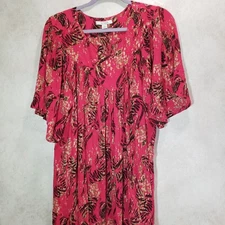 Go Softly Patio Mumu Boho Flowy Dress Womens Pullover Red Abstract Print Size XL