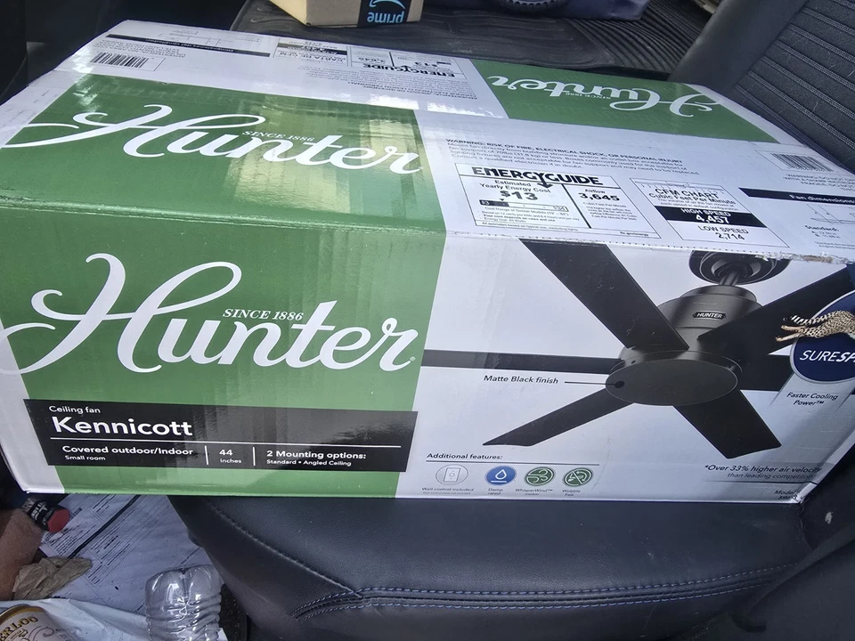 Hunter Kennicott 44 Inch Matte Black Ceiling Fan - Image 4 of 4