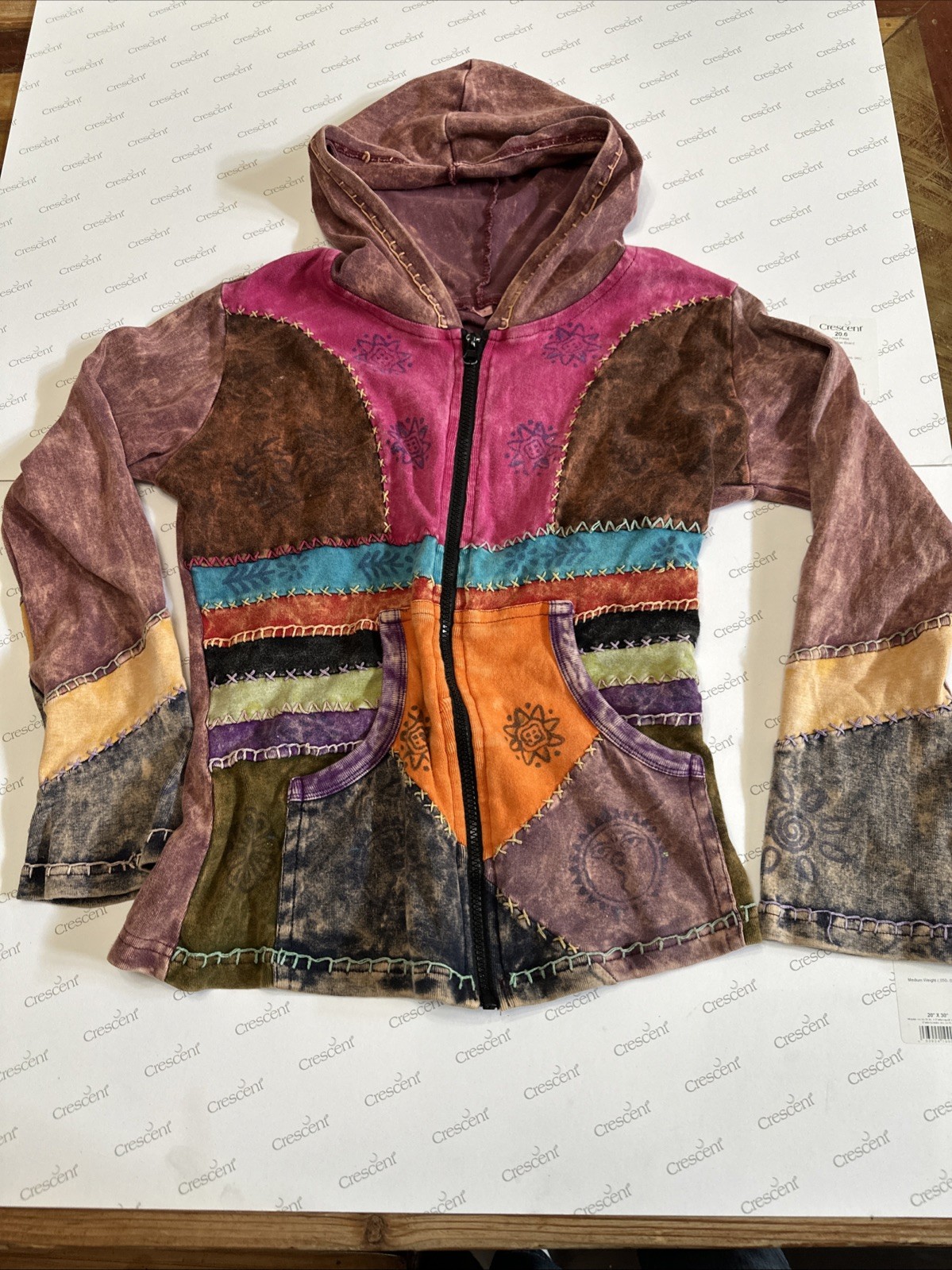 Women’s Small multicolored, patchwork, cotton, zi… - image 1