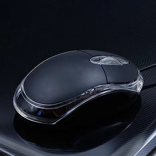 Wired USB Optical Mouse For PC Laptop Computer Scroll Wheel LED Light Black Mice - Picture 3 of 9