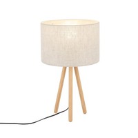 Tischlampe Holz Stoff 46 Cm Klein Natur Skandinavisch E27 Tischleuchte Dreibein