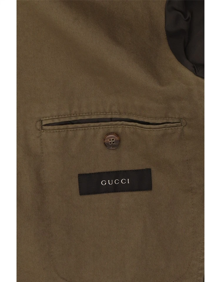 Chaqueta Blazer GUCCI Para Hombres 2 Botones IT 48 Mediana Caqui Algodón DM33 Foto 4 de 4