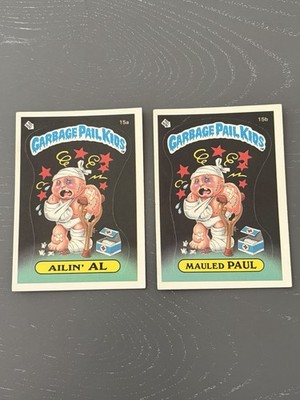 TOPPS 1985 AILIN' AL & MAULED PAUL 15A 15B GARBAGE PAIL KIDS OS1 MATTE EX/NM