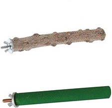 2 PCS Bird Perch Stand Toy Parrot Colorful Sand Wooden Stand  Natural Prickly