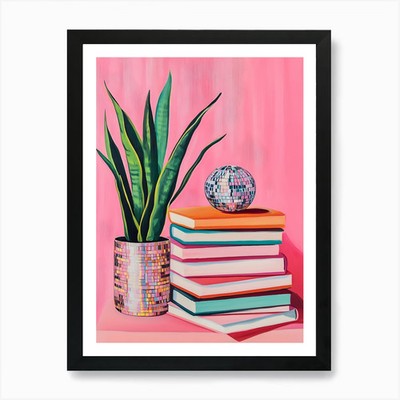 Bücher und Pflanzen 1 Kunstdruck gerahmt Wandbild Poster Leinwanddruck Bild