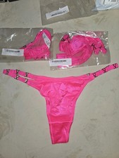 Hot Pink Satin Thong Lot X3 Size Medium New In Plastic