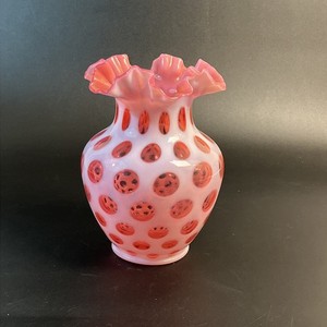 Fenton Cranberry Coin Dot Vase | eBay