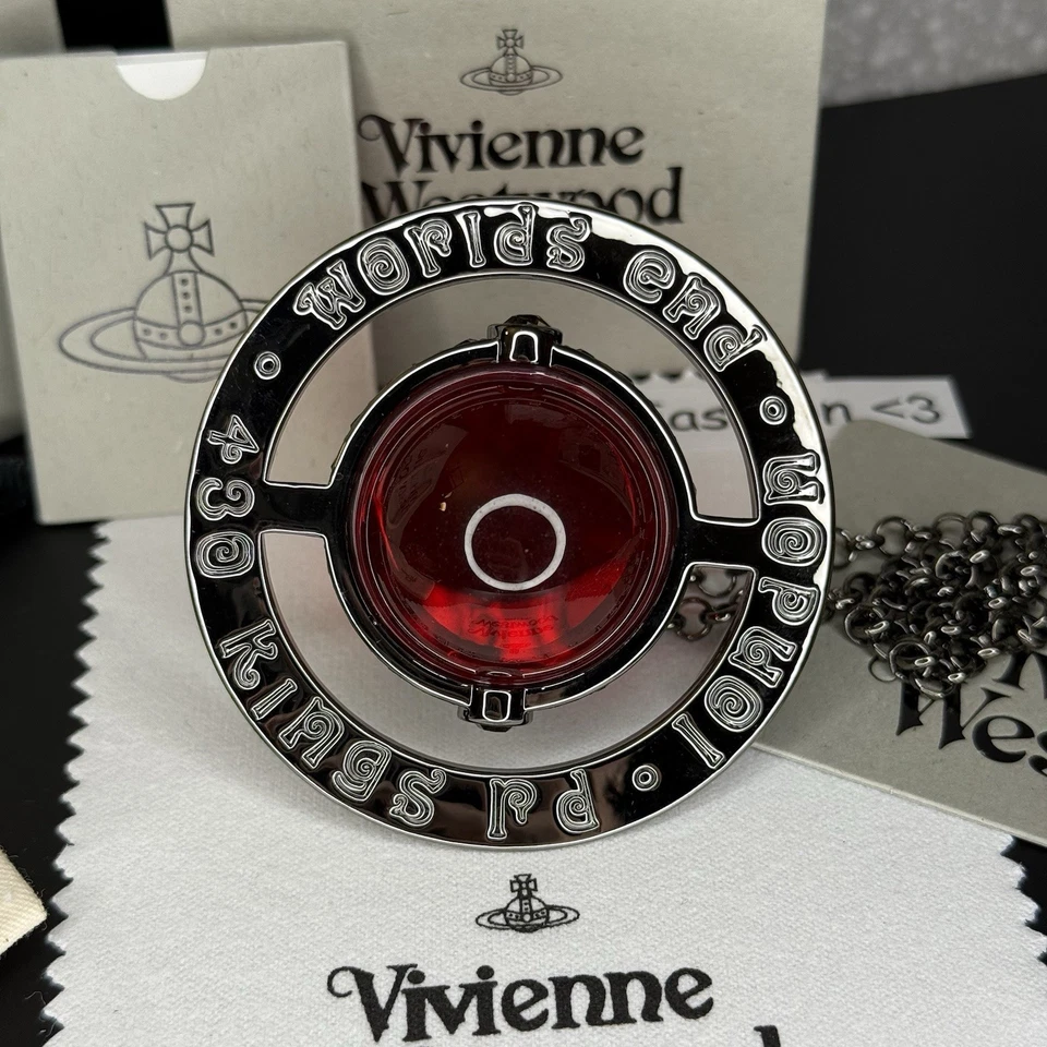 Vivienne Westwood Giant Orb Red Glass Dark Necklace Pendant WITH BOX - Image 3 of 4
