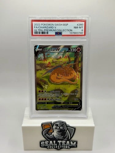 2022 POKEMON SWSH BLACK STAR PROMO #260 FULL ART/CHARIZARD V PSA 8
