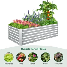 Galvanized Raised Garden Bed 8x4x2ft Garden Planter Box Flower Vegetable Outdoor
