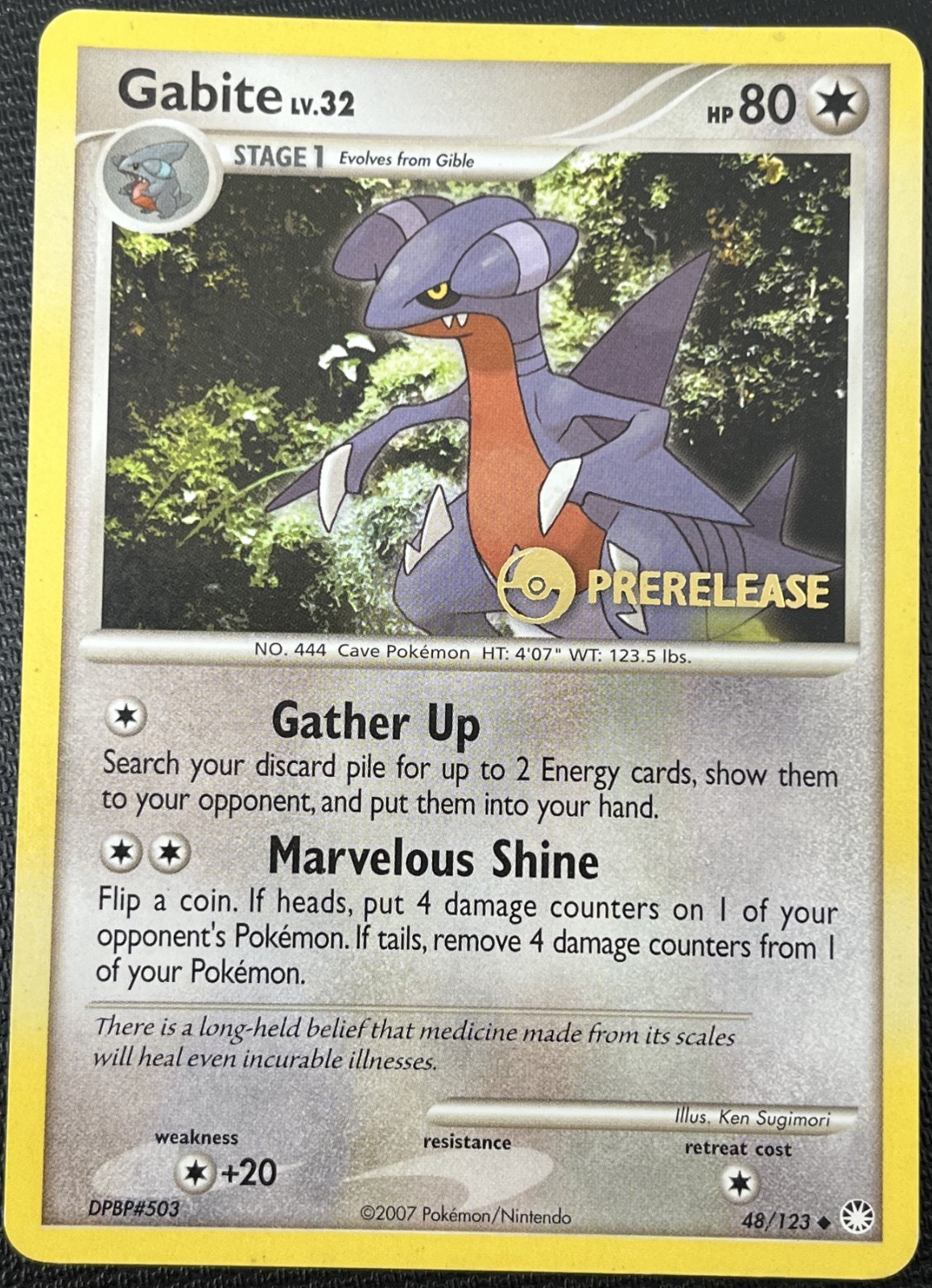 Gabite 48/123 Prerelease Stamped Mysterious Treasures Pokemon Card LP