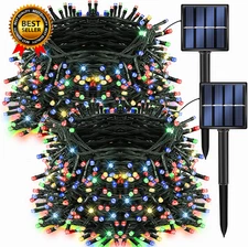 2 Pack Total 400LED 132FT Multi-Colored Christmas Solar String Outdoor Lights