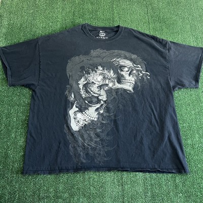 Vintage Hybrid Skull Tribal T-Shirt Mens 4XL Black Goth Jesse Pinkman Emo Y2K