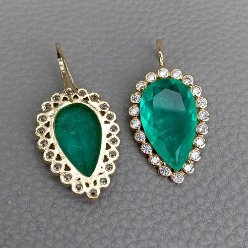 Big Teardrop Light Green Quartz Cz Crystal Dangle Hook Earrings For Women - Picture 4 of 6