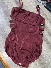 Premier collection body wrappers Sz tall burgundy dance leotard Cut Outs