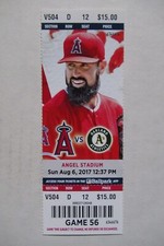 LOS ANGELES ANGELS VS ATHLETICS 8/6/2017 FULL TICKET ~ DAVIS/ESCOBAR/TROUT+ HRs