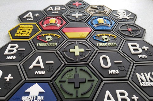 Blutgruppen Patch 0 Pos, Hexagon Patch, swat / 3D Rubber Patch, HexPatch - Bild 4 von 8
