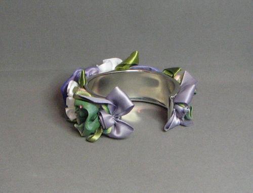 Vintage OOAK Colorful Flower Rhinestone Cuff Bracelet #5102 Free Ship - Picture 4 of 5