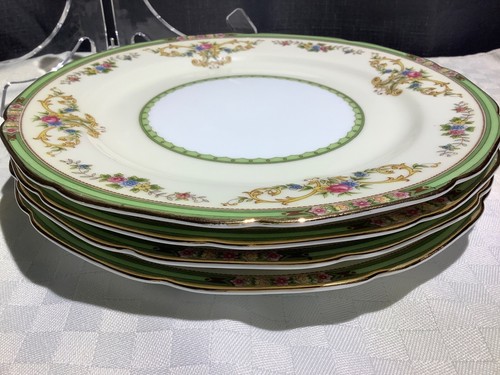 Noritake China 1930’s Florola 8 3/4” Lunch Plates Set of 4 Gold Scalloped 83374 - Picture 12 of 14