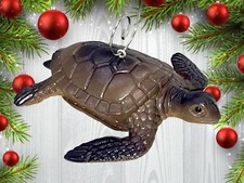Beautifully Detailed Realistic Brown Sea Turtle Custom Christmas Tree Ornament