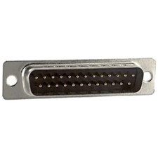DE25PTES Connector d-sub std plug w/ground indents 25 solder cup pin cont tin pl