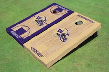 University Of Washington Helmet Alternating Basketball Court Custom Cornhole Boa