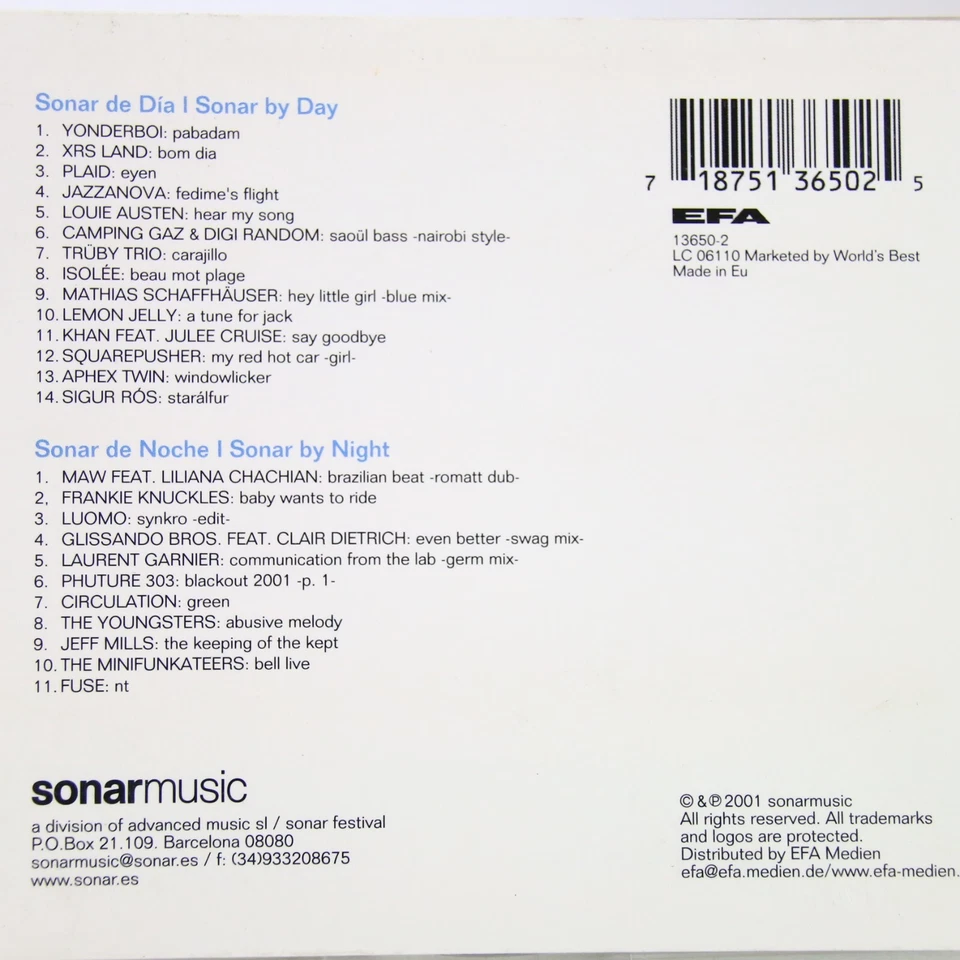 Music Musik Album CD Sonar 2001 2 x CD Compilation Gut - Bild 2 von 2