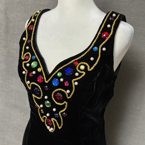 Vtg Karen Lucas Niki Dress 4 Black Velvet 90s 80s Cocktail Prom Western Cowgirl - Picture 3 of 13