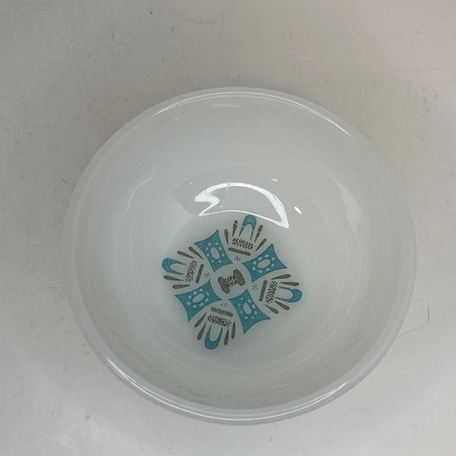 Vintage Fire King Blue Heaven Milk Glass Bowl - ATOMIC!