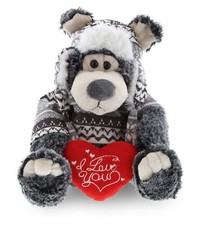 PLUSH I LOVE YOU RED HEART - SUPER SOFT PLUSH WITH CLOTHES - BLACK BEAR