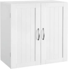 Yaheetech Bathroom Wall Cabinet, Kitchen Storage Cupboard Cabinet with 2 Doors