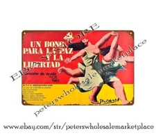 garage man cave plans Picasso Communist Party Spain metal tin sign