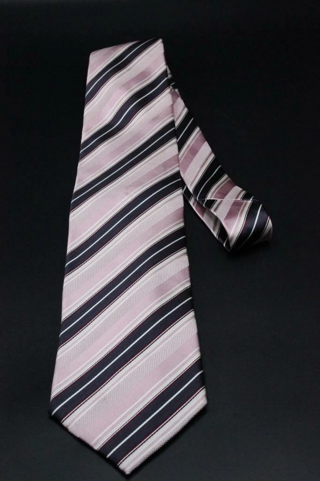 Corbata de seda actual ERMENEGILDO ZEGNA. Rosa con rayas marrones y rojas. Foto 2 de 4