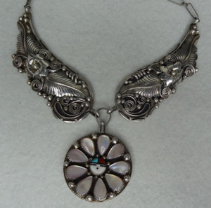 Delbert Gordon Sun Face Sterling Silver Necklace 20"