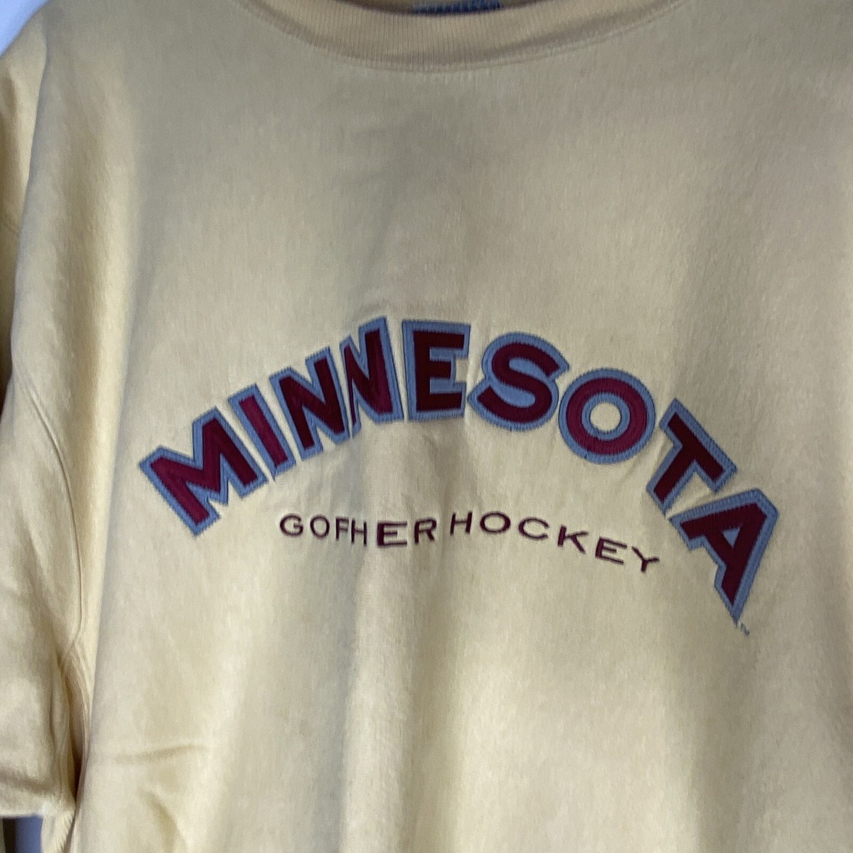 Vintage Champion Reverse Weave Minnesota Hockey Sweatshirt Gold